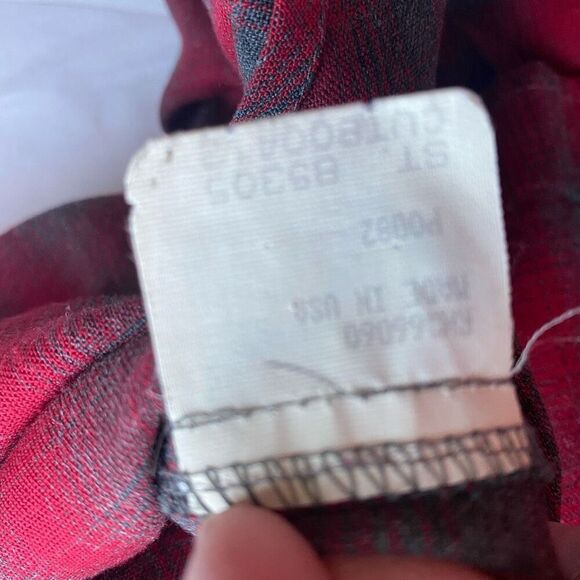 Vintage Y2K 90s Red Grey Plaid Shirt Top by Parallel Women’s M Button Down Long - Picture 7 of 7